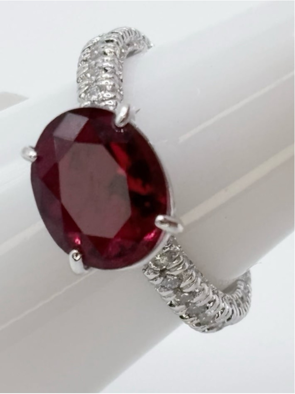 BP Retro Rare Find, Cheerful Days, Deep Garnet ring, size 6, on rhodium